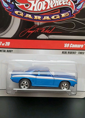 Hot Wheels LARRY'S GARAGE '69 CAMARO 17/20 BLUE REAL RIDERS | eBay