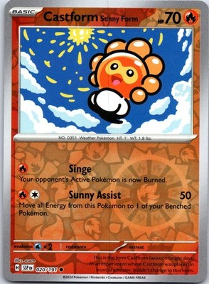 Castform Sunny Form 020/191 Common Surging Sparks Pokemon Reverse Holo Near Mint