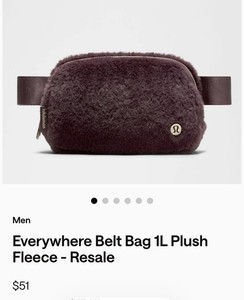 Lululemon Black Polyester Fleece Waist Pack Zip, Adjustable, 0-5L, 1 Pocket