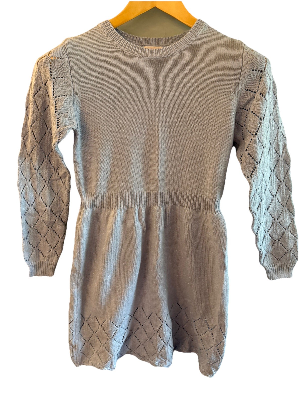 Cat & Jack Girls L 10/12 Light Blue Sweater Dress Silver Metallic Throughout