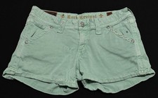 Rock Revival Women's Teal Embellished Shorts Size 29 Low Rise Distressed
