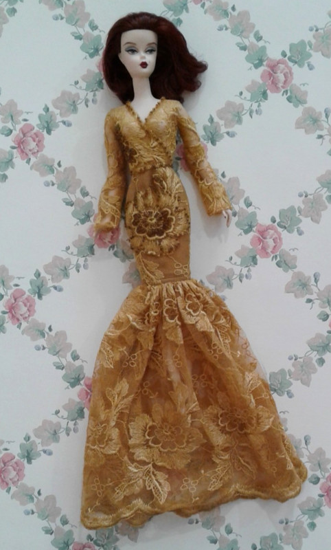 OOAK Gold Dress Silkstone Barbie Fashion Royalty Poppy Parker Integrity--no doll