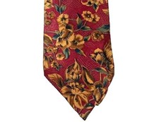 Vintage Wembley Floral Silk Blend Tie - Burgundy & Gold Botanical - 58" Vintage Wembley Floral Silk Blend Tie - Burgundy & Gold Botanical - 58"