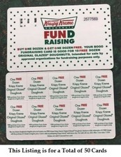 LOT OF 50 *Krispy Kreme Cards - Buy One Get One Dozen FREE - 10 Offers Per Card*