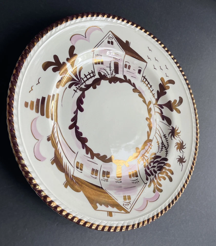 СЕРАЯ КЕРАМИКА Англия Медь Ручная Роспись Тарелка с Узором для Дома - Изображение 3 из 4