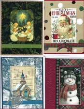 Handmade  CHRISTMAS CARDS -HALF RELIGIOUS   #C 27  -  lot of 4