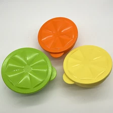 Tupperware Citrus Keepers Set of 3 Bowls Green Yellow Orange w/ Lids 6871A 6872A