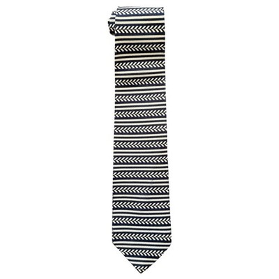 Valentino Mens Silk Tie Striped Geometric Black & Tan Made in Italy 58 