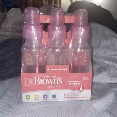 Dr. Brown's Natural Flow Anti-Colic Baby Bottles - Pink - 8oz - 6pk Open Box