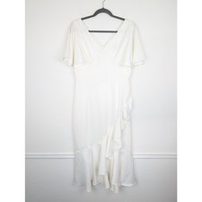 Amy Lynn Tea Dress Midi Ruffle Flutter Bridal Shower Wedding Off White Size L