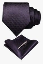 Rbocott Solid Color Tie Classic Formal Necktie Pocket Square Tie Clip Set
