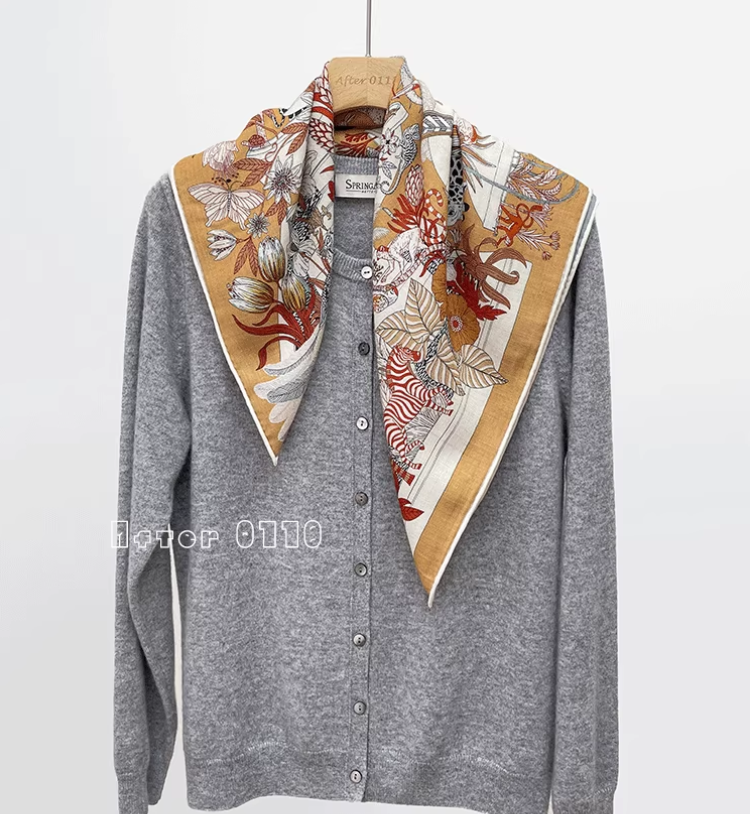 70% cashmere 30% silk Rare Wonderland double side printed square Wrap shawl 25''