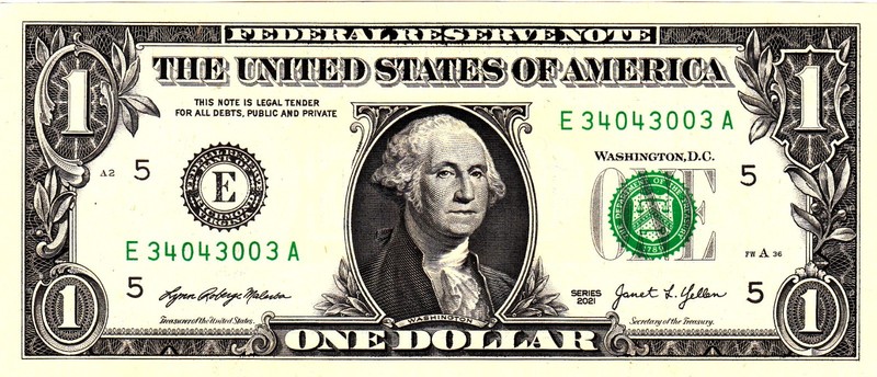 $1 2021 Fancy Serial  Uncirulated CU E34043003A