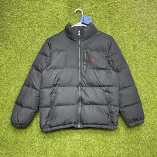 Polo Ralph Lauren Down Puffer Jacket Youth Large 14-16 Hooded Coat Zip Up