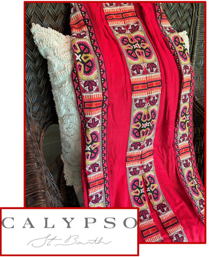 Women's Tribal CALYPSO ST. BARTH red embroidered beaded dress - Size XS