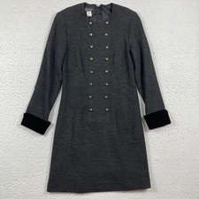 Gillian Dress Womens 12 Gray Double Breasted Button Velvet Cuffs Classic Vintage