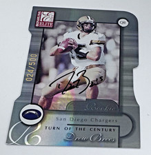 Drew Brees 2001 Donruss Elite TURN OF THE CENTURY Die Cut Auto Rookie RC 24/500