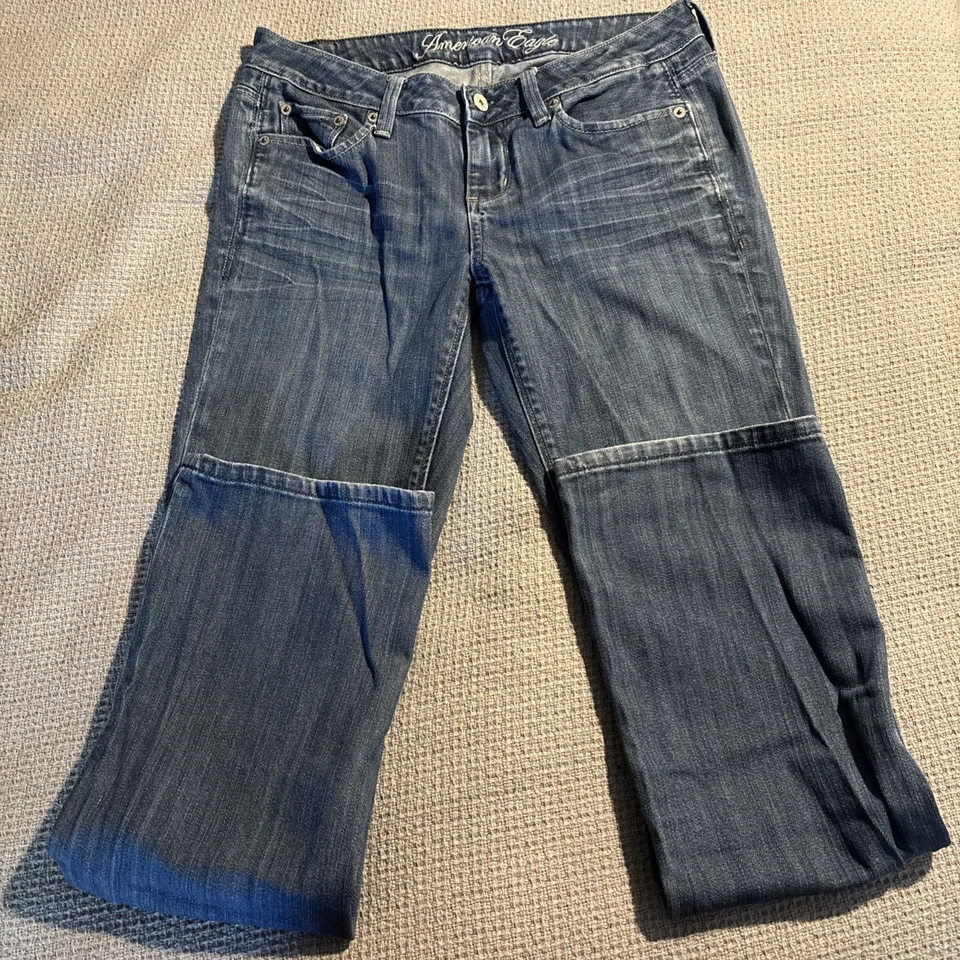 American Eagle True Bootcut Jeans Size 4 Low Rise Dark Wash Denim 97% Cotton - Image 4 of 4