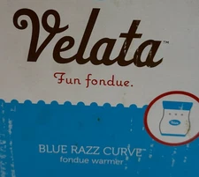 Scentsy VELATA Fondue Warmer Blue Razz Curve W/Bulb Forks Spatula Dish & Lid