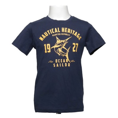 Hampton Republic, T-shirt, Größe: 110/116, Blau/Gelb, Baumwolle, Print #C3Z