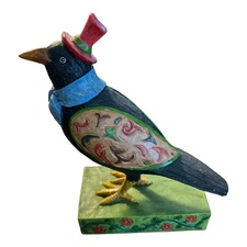 Halloween Crow Black Bird Tii COLLECTIONS #H7501 Red Hat 6" Tall Resin