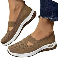Women'S Woven Orthopedic Breathable Soft Shoes Go Walking Slip on Diabetic Foam