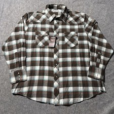 Wrangler Wrancher Pearl Snap Flannel Shirt Mens 2XL NWT Long Sleeve Plaid Pocket