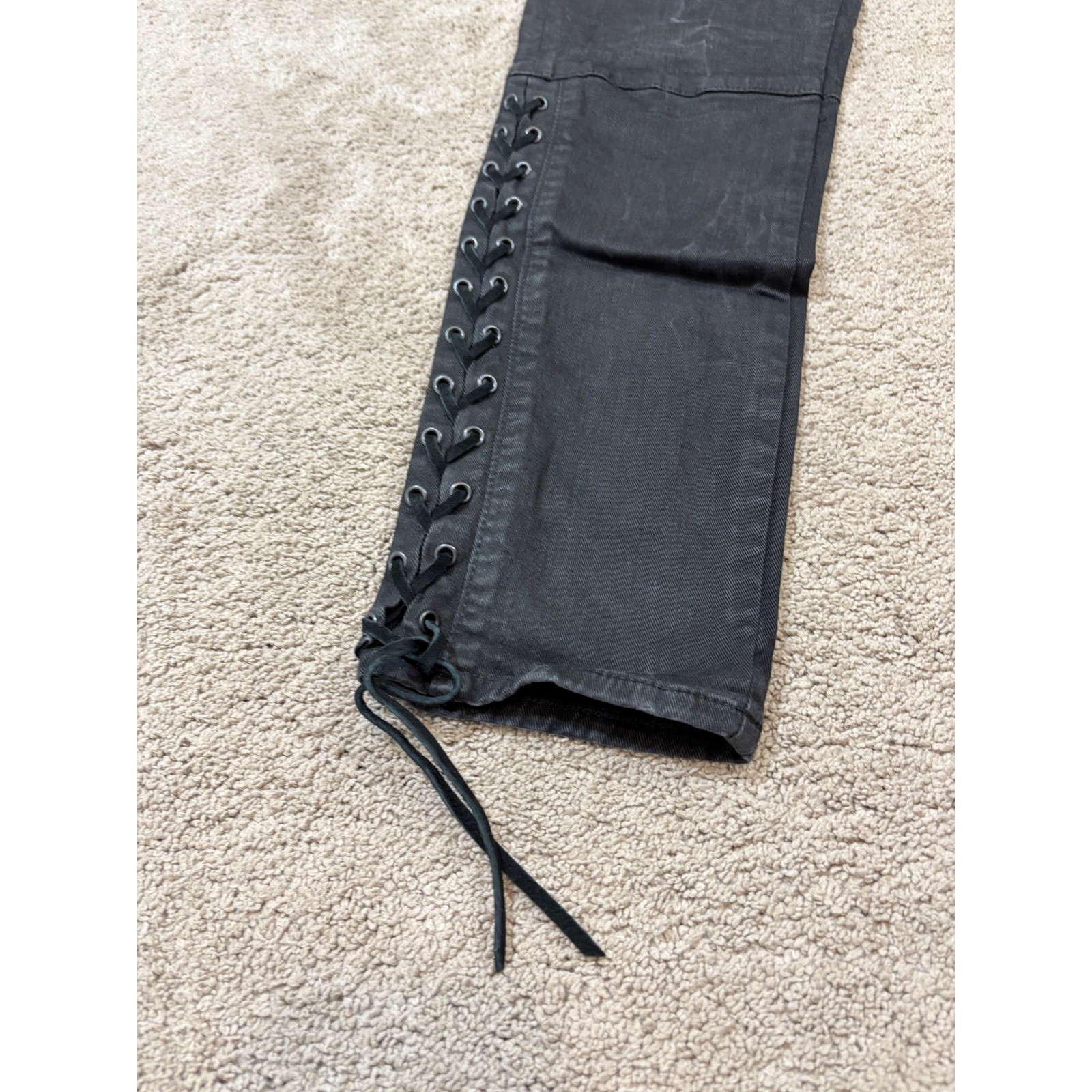 Polo Ralph Lauren The Tompkins Skinny Jeans Black Lace Up Detail Mens 31x28 thumbnail 8