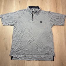 Vintage 90s DC Shoes Polo Shirt Mens Large Grey Textured Knit Skate Made in USA