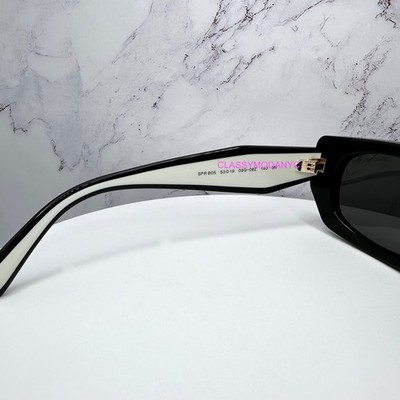 PRADA Sunglasses Black White Gold Symbole Logo Rectangle PRB05S
