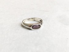 Sterling Silver Ring Purple Amethyst Oval Faceted 7.75 Band
