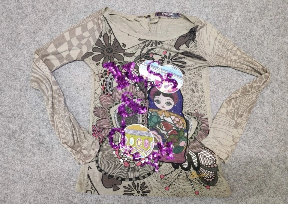 Desigual Taille XS T-shirt à manches longues pour femme vert - Photo 3/4