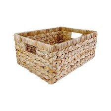 Large Rectangular Handwoven Wicker Basket - Natural Water Hyacinth Storage Ba...