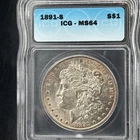 1891-S Morgan Silver Dollar MS64+ ICG *0201 Very Rare Original *Key date US Coin