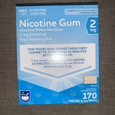 Rite Aid Sugar Free Nicotine Gum 2 mg -170 Pcs Original Flavor Exp 2/2026 