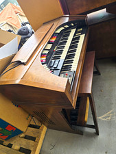 Electric Organ 44 Keys w/ Bass Pedals, Built-In Speaker, Bench, Book Brown