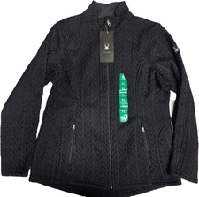Spyder Women’s Full Zip Sweater Jacket Heavy Weight Fleece NEW BLACK XL, L