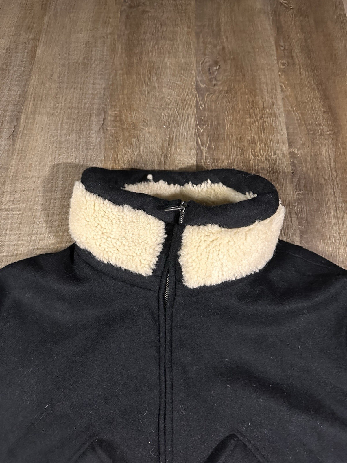 Acne Studios Mutt Shearling Trimmed Black Wool Jacket Men’s Size 48 image 5