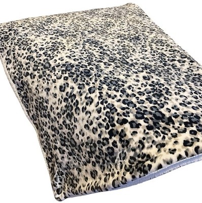 Faux Fur Snow Leopard Animal Print Throw Fleece 57  x 69  White Black Grey Cabin
