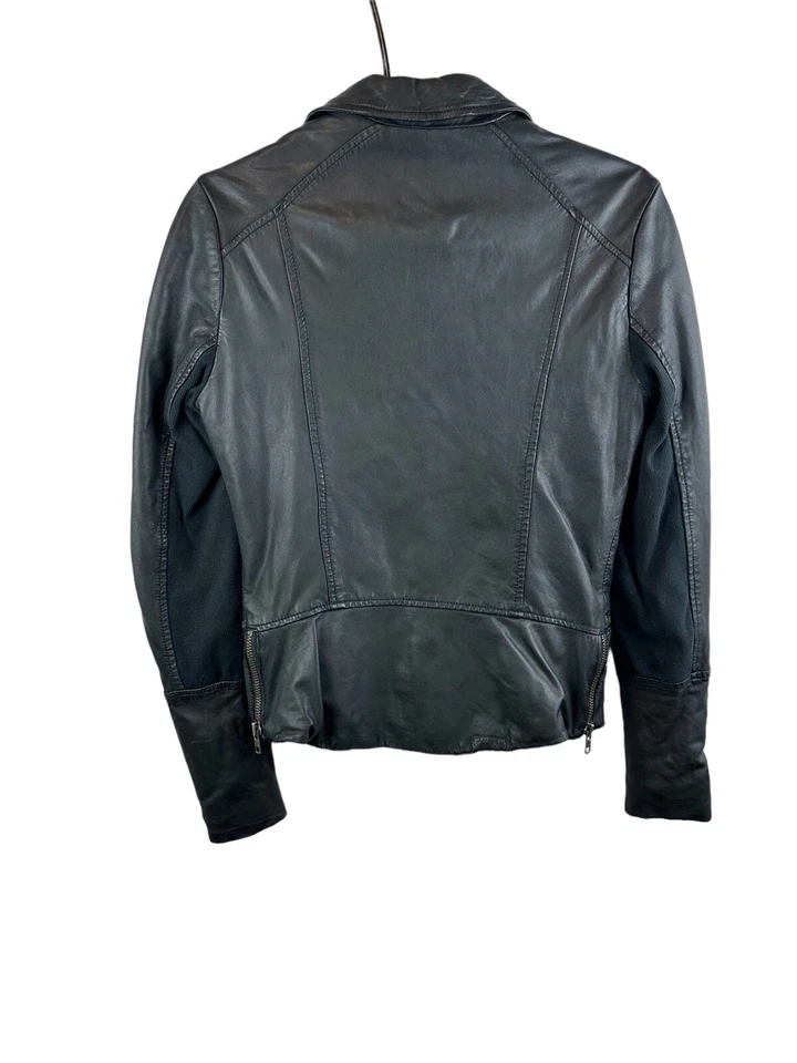 MUUBAA Chaqueta de Cuero para Mujer Talla 4 Cuero de Cordero Motociclista Moto Chaqueta Cremalleras Foto 3 de 4
