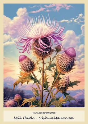 A3 Botanical Art Print - Milk Thistle