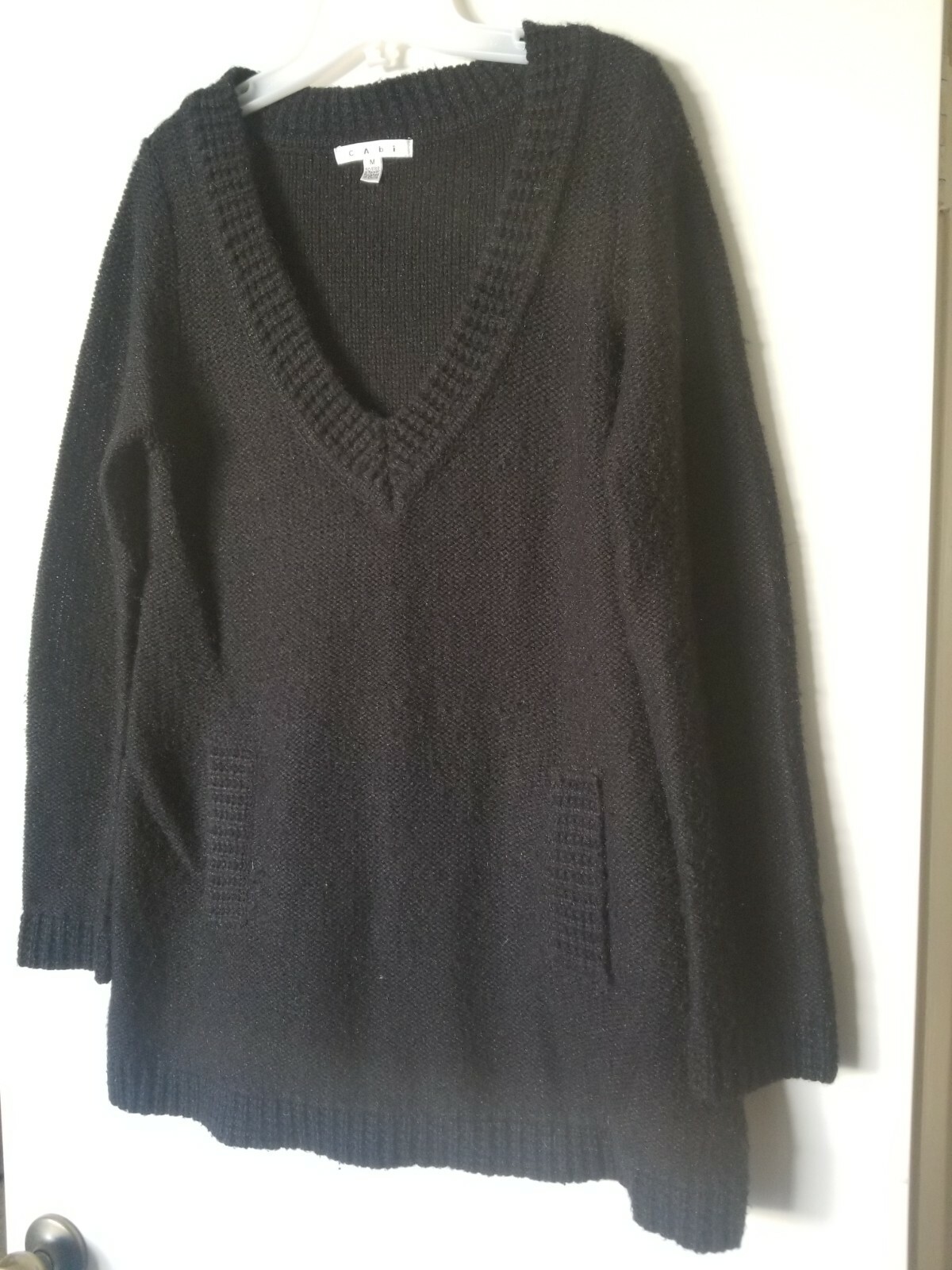 CAbi Basic Solid Black Large Knit Long Sleeve Pul… - image 4