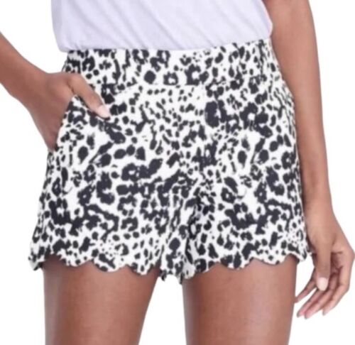 J Crew Women’s Animal Print Linen Blend Scallop Edge Shorts Size 2 (856)