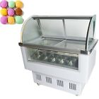 12 Pan Ice Cream Showcase Refrigerator Display Case Gelato Freezer with Led 220V