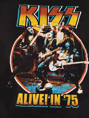 T-shirt Homme Kiss Alive In 77 - Noir - Taille XL - Concert Vintage Rock