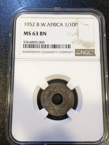 1952 MS63 BN British West Africa 1/10 Penny KM 26a NGC 1 Year Type