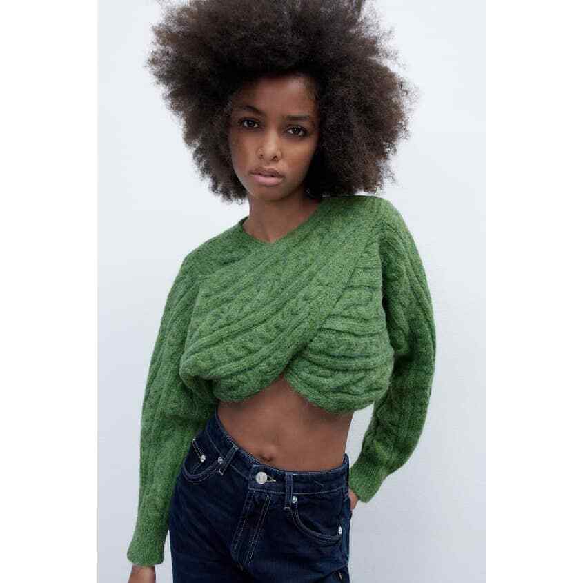 Zara Crop Wrap Sweater Womens Medium 