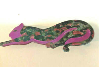 Pin Lea Stein Panther cat cougar  Rare Color Brooch Deco Laminated Celluloid