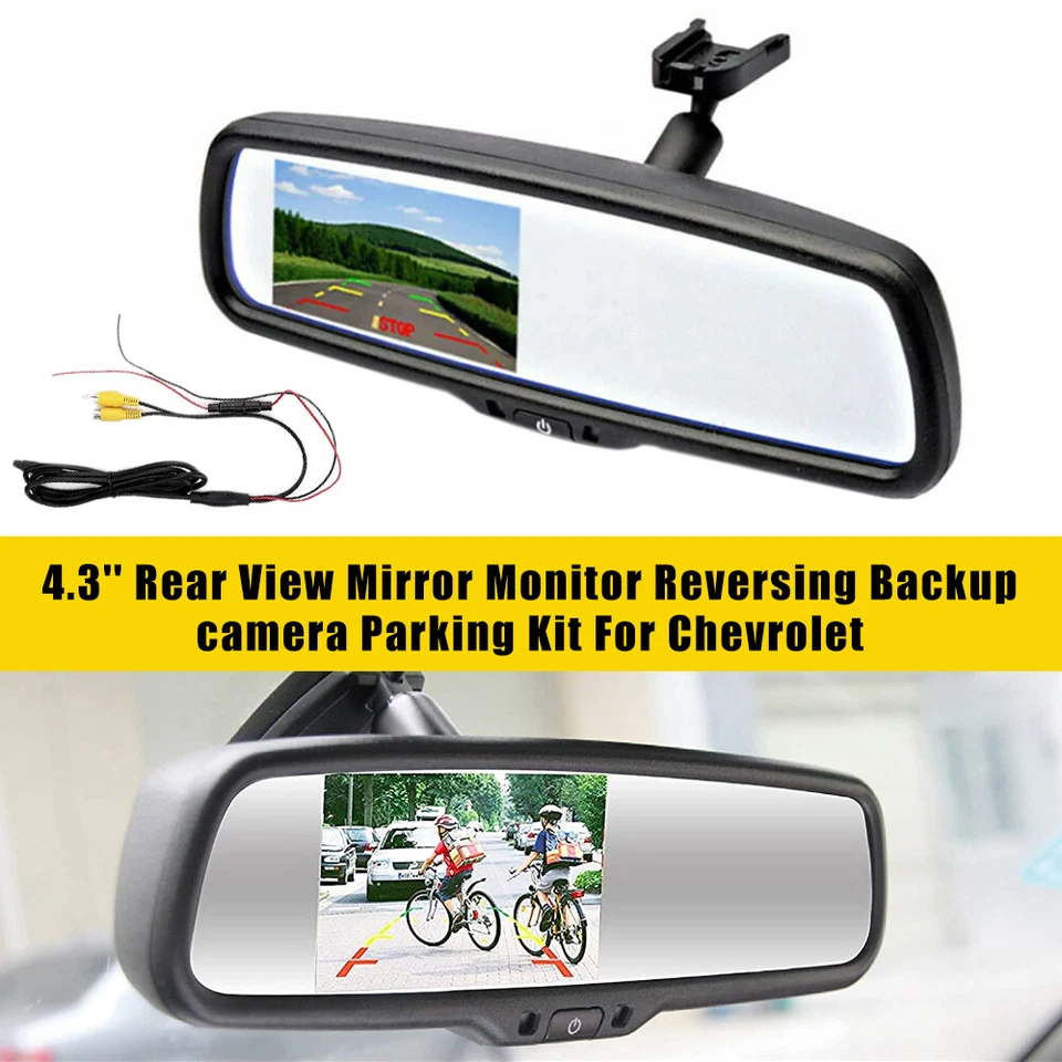 4.3'' Rear View Mirror Monitor Reversing Backup camera Parking Kit For Chevrolet - Image 4 of 4