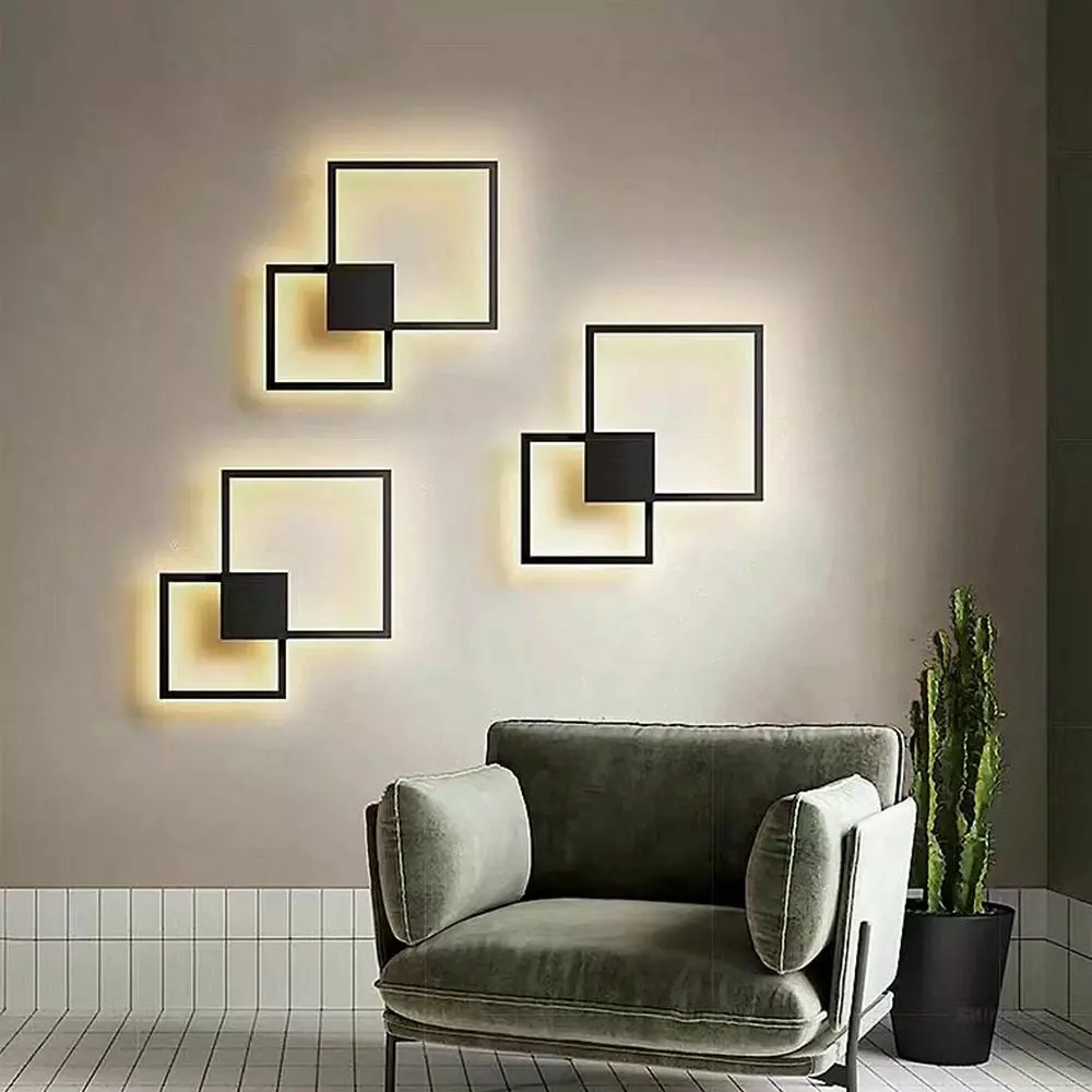 LED Wall Mounted Lamp Light Round Square Room Decor Creative DIY Pattern Fixture